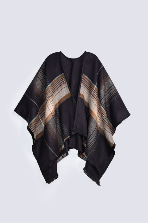 CHECKERED CAPE SHAWL
