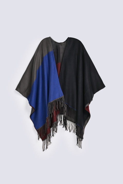 BLOCK PATTERNED CAPE SHAWL