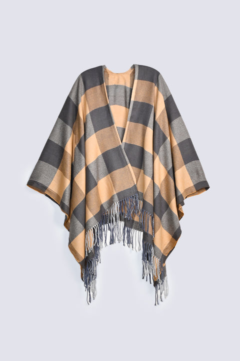 CHECKERED CAPE SHAWL
