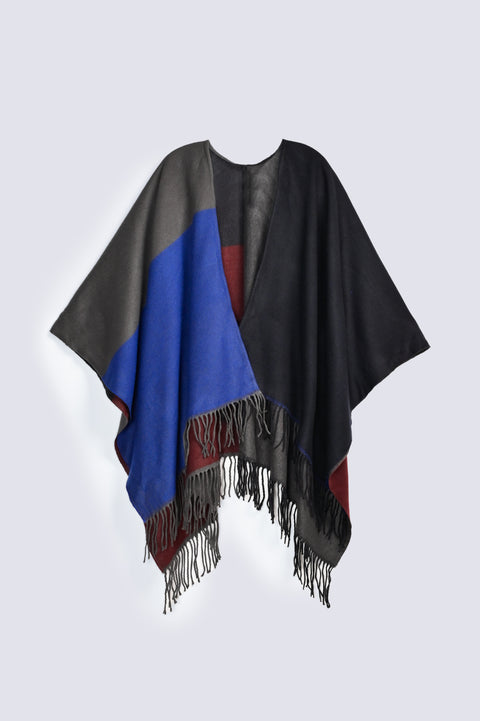COLOR BLOCK CAPE SHAWL