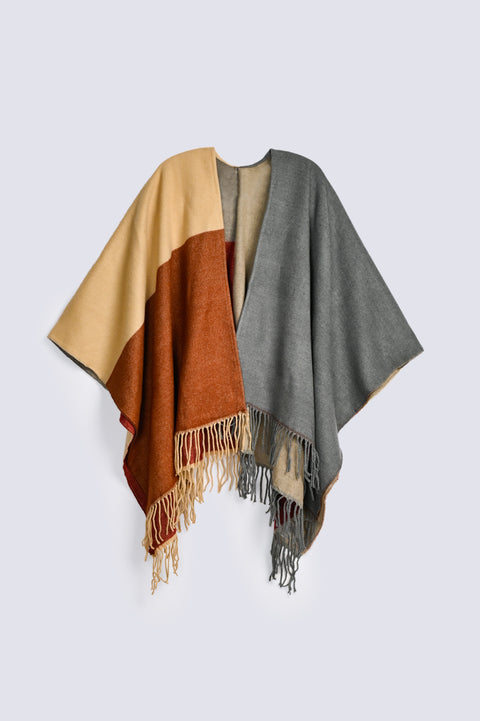 COLOR BLOCK CAPE SHAWL