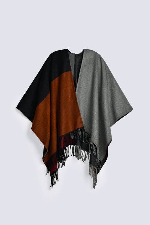 COLOR BLOCK CAPE SHAWL