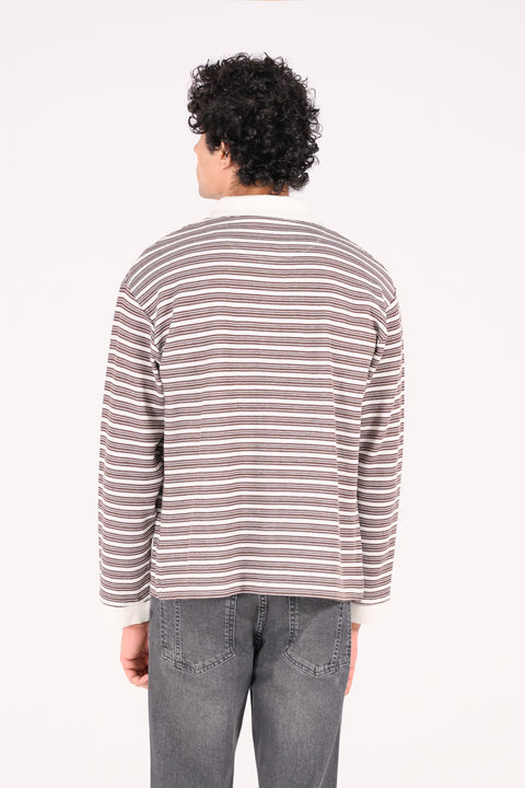 RELAXED FIT STRIPED TEXTURED POLO