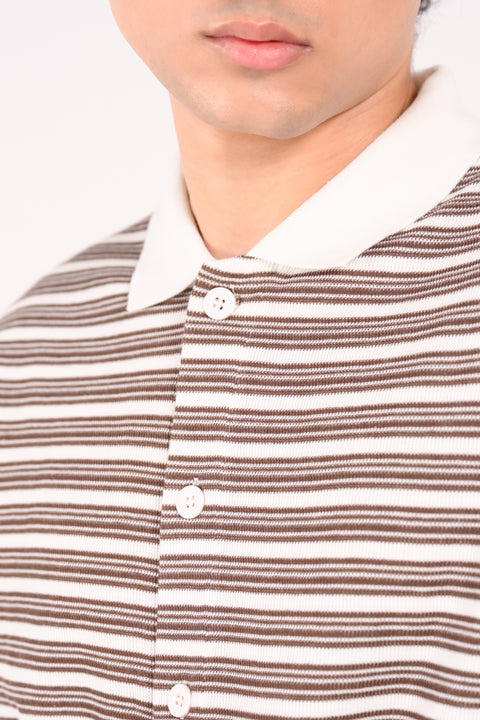 RELAXED FIT STRIPED TEXTURED POLO