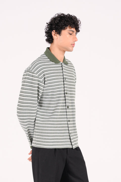 RELAXED FIT STRIPED TEXTURED POLO