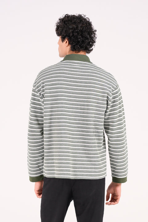 RELAXED FIT STRIPED TEXTURED POLO