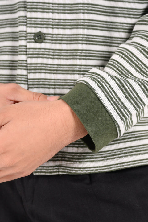 RELAXED FIT STRIPED TEXTURED POLO