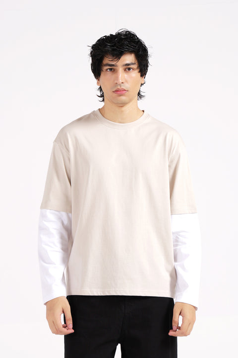 RELAXED FIT CONTRAST SLEEVE TEE