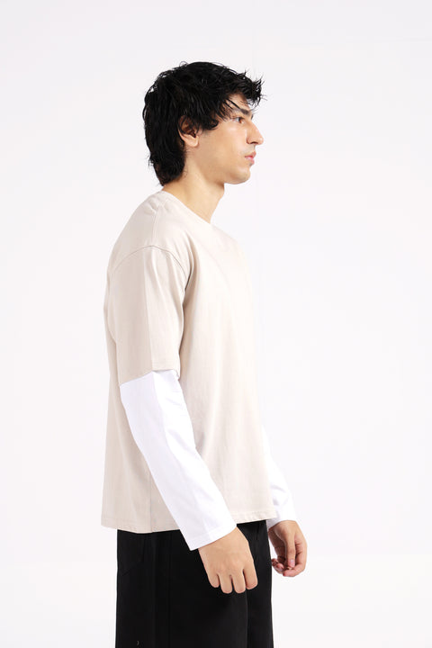 RELAXED FIT CONTRAST SLEEVE TEE