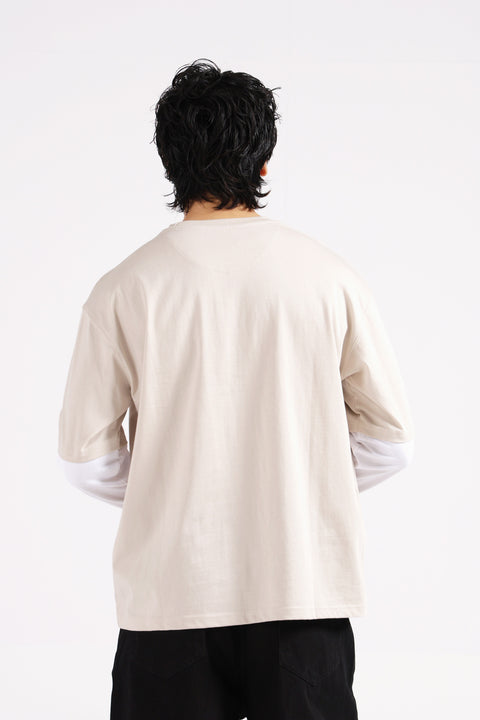RELAXED FIT CONTRAST SLEEVE TEE