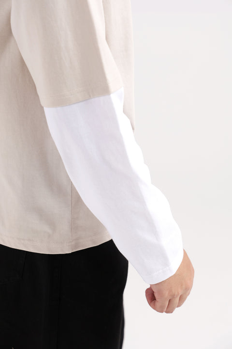 RELAXED FIT CONTRAST SLEEVE TEE