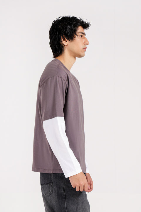 RELAXED FIT CONTRAST SLEEVE TEE