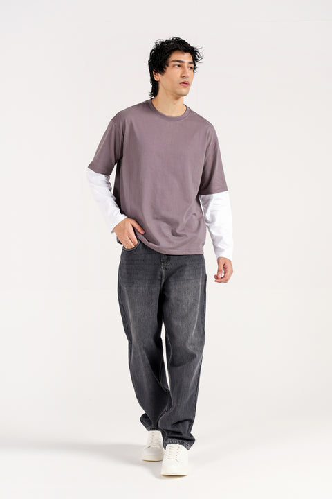 RELAXED FIT CONTRAST SLEEVE TEE
