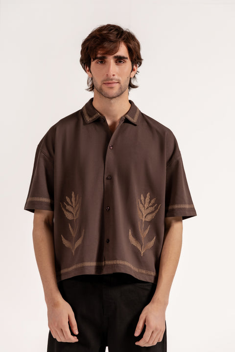 BOXY FIT BUTTON DOWN EMBROIDERY POLO