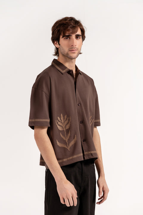 BOXY FIT BUTTON DOWN EMBROIDERY POLO