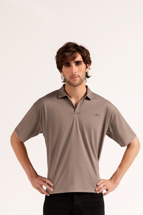 RELAXED FIT JOHNNY COLLAR TEXTURED POLO