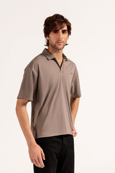 RELAXED FIT JOHNNY COLLAR TEXTURED POLO