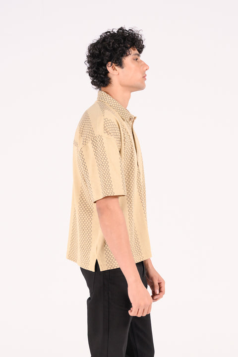 BOXY FIT BUTTON DOWN MESH POLO