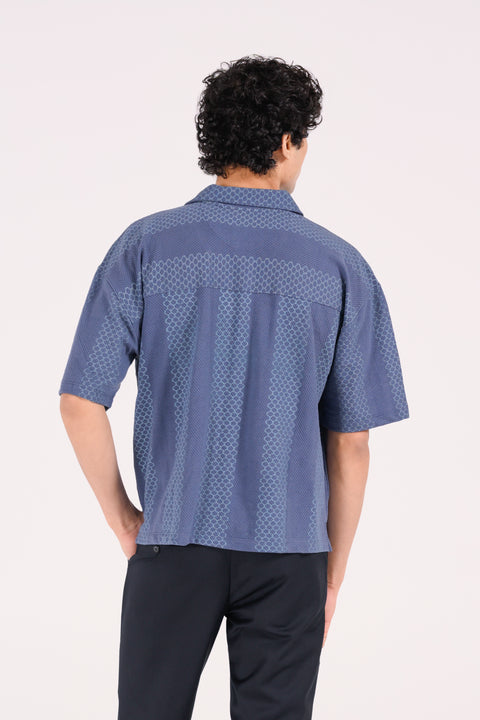 BOXY FIT BUTTON DOWN MESH POLO