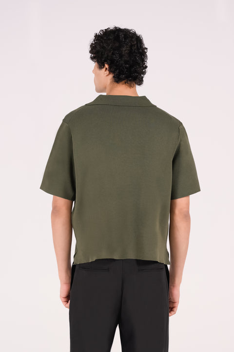BOXY FIT JOHNNY COLLAR TEXTURED POLO