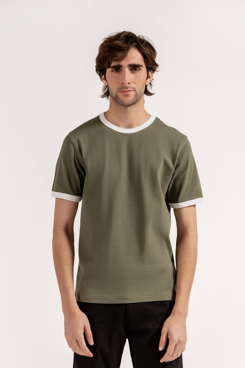 STRETCH TEXTURED RINGER TEE