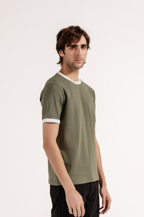 STRETCH TEXTURED RINGER TEE