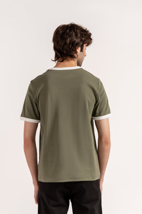 STRETCH TEXTURED RINGER TEE