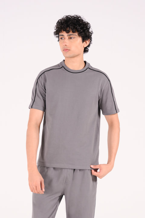 CONTRAST BINDING CREW NECK TEE