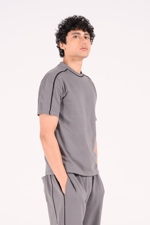CONTRAST BINDING CREW NECK TEE