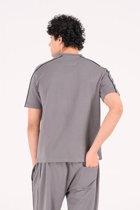CONTRAST BINDING CREW NECK TEE