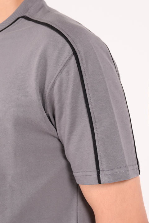 CONTRAST BINDING CREW NECK TEE
