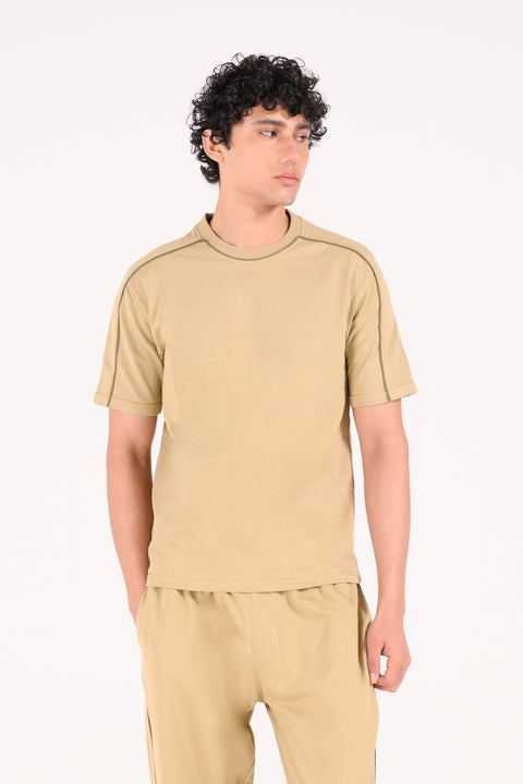 CONTRAST BINDING CREW NECK TEE