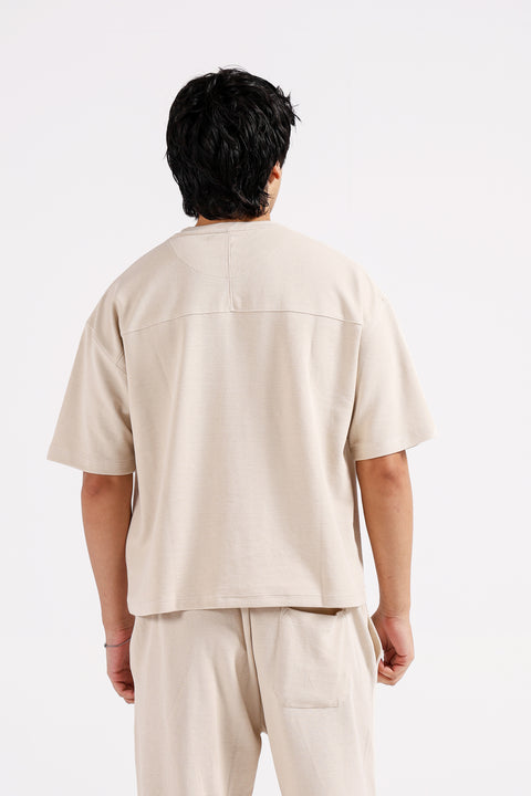 BOXY FIT TEXTURED EMBROIDERED TEE