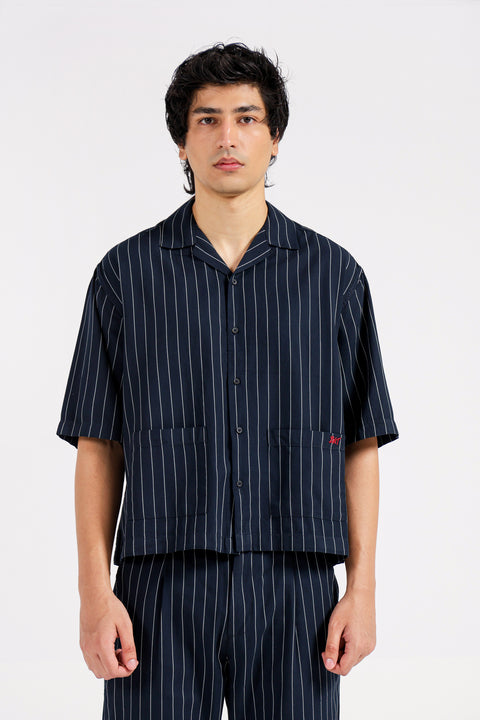 BOXY FIT RESORT COLLAR STRIPER SHIRT