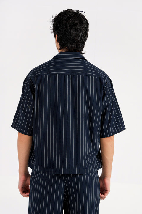 BOXY FIT RESORT COLLAR STRIPER SHIRT