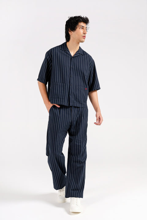 BOXY FIT RESORT COLLAR STRIPER SHIRT