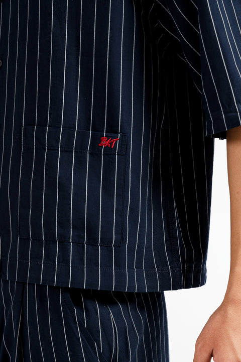 BOXY FIT RESORT COLLAR STRIPER SHIRT
