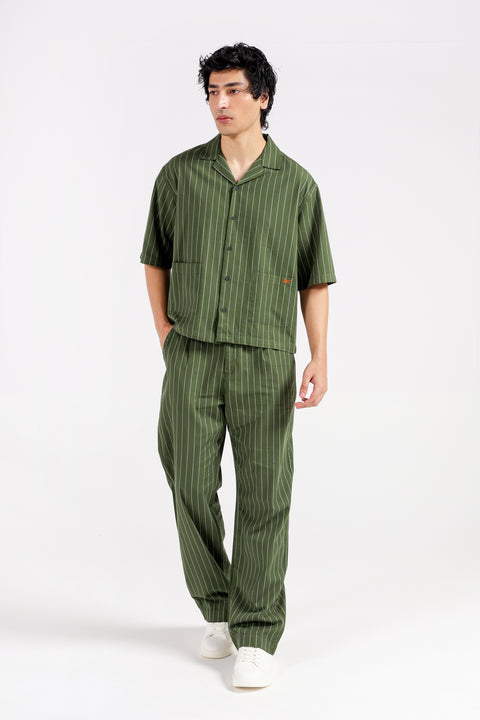 BOXY FIT RESORT COLLAR STRIPER SHIRT