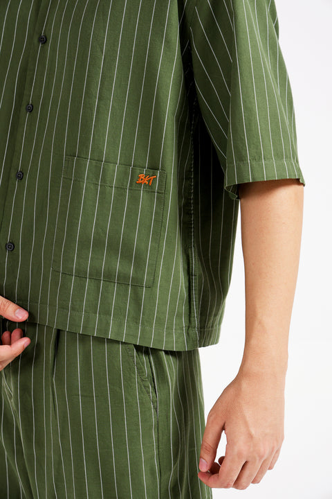 BOXY FIT RESORT COLLAR STRIPER SHIRT