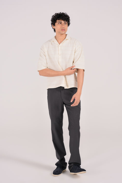 BOXY FIT RESORT COLLAR JACQUARD OVERSHIRT