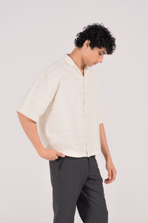 BOXY FIT RESORT COLLAR JACQUARD OVERSHIRT