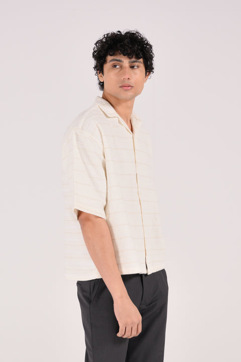 BOXY FIT RESORT COLLAR JACQUARD OVERSHIRT