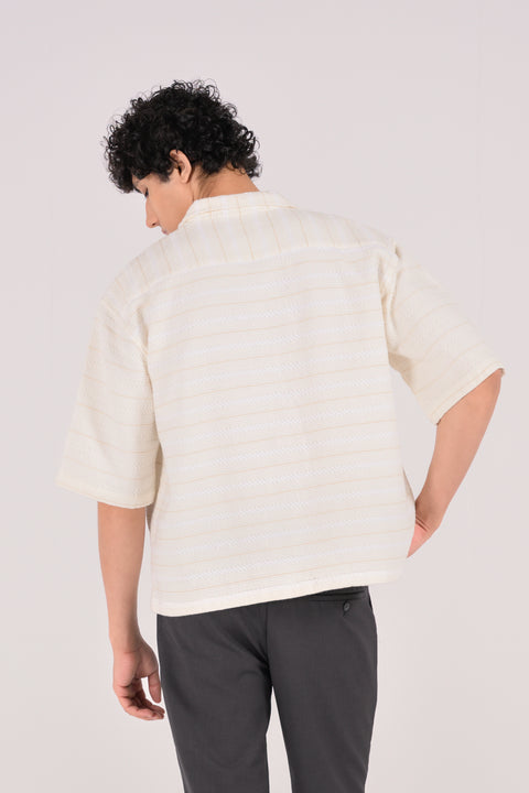 BOXY FIT RESORT COLLAR JACQUARD OVERSHIRT