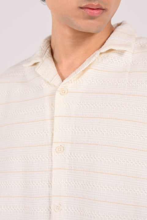 BOXY FIT RESORT COLLAR JACQUARD OVERSHIRT