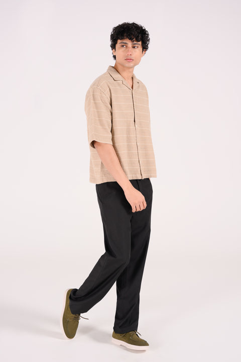 BOXY FIT RESORT COLLAR JACQUARD OVERSHIRT