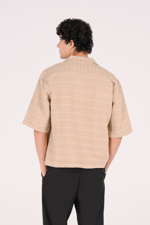 BOXY FIT RESORT COLLAR JACQUARD OVERSHIRT