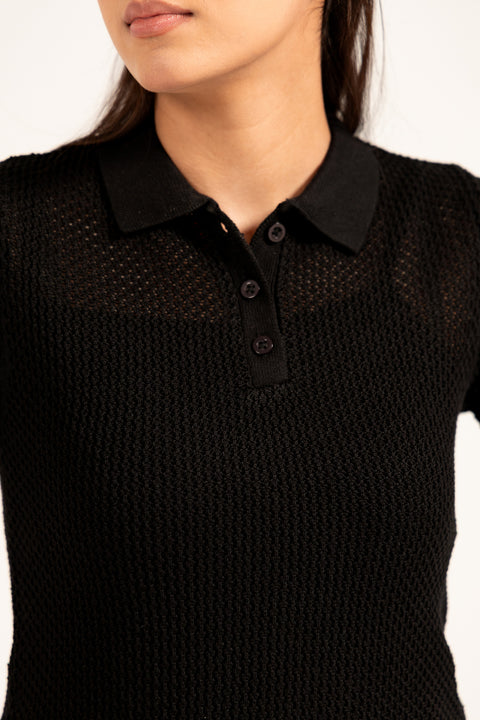KNITTED POLO BABY TEE