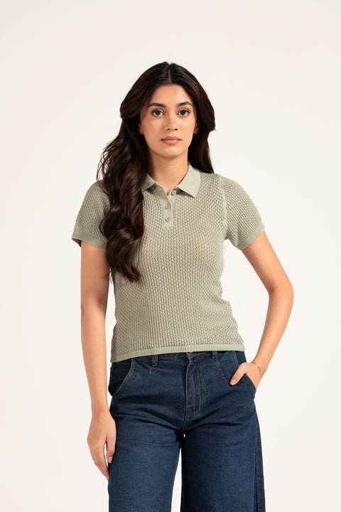 KNITTED POLO BABY TEE
