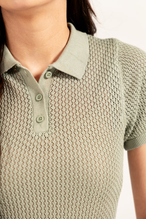 KNITTED POLO BABY TEE