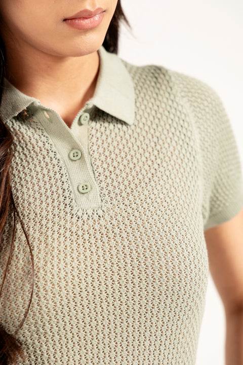 KNITTED POLO BABY TEE